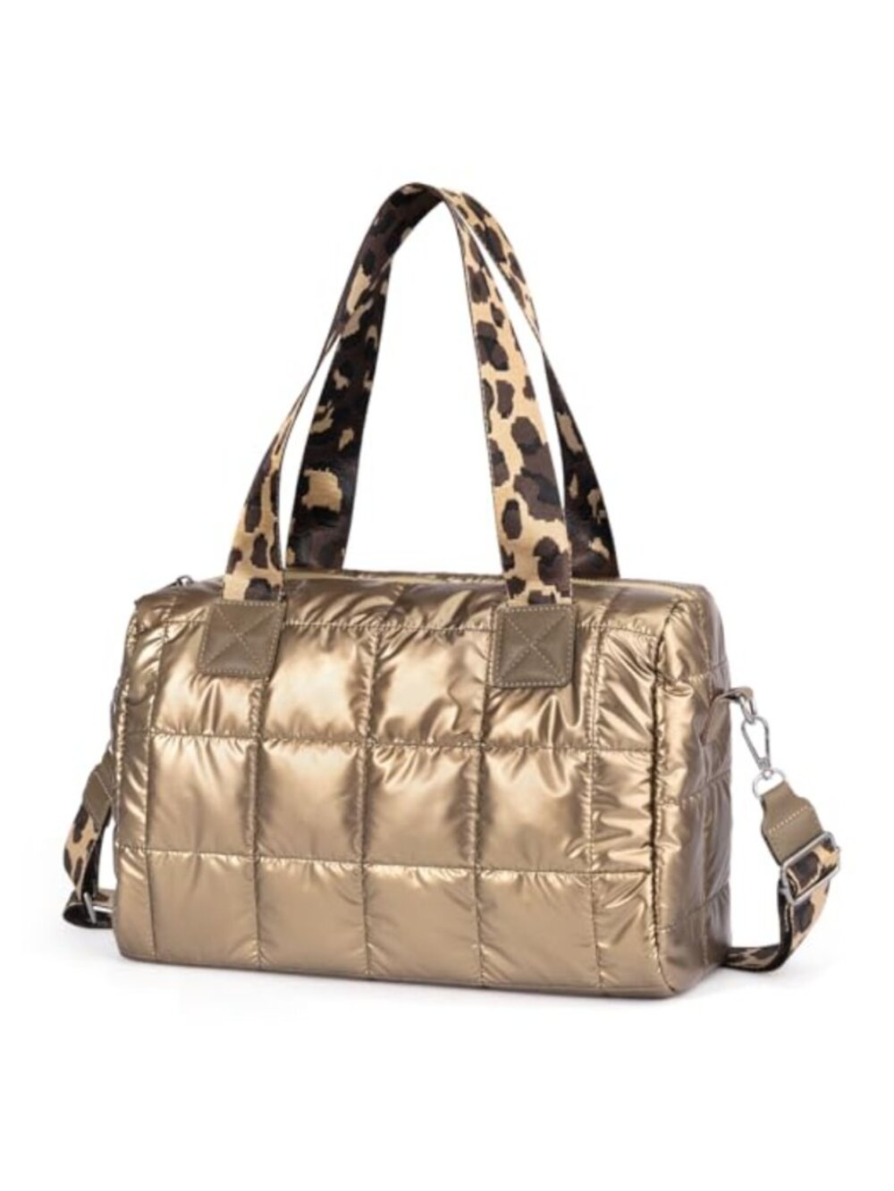 Quilted Nylon Crossbody Bag with Detachable Strap Puffer Shoulder